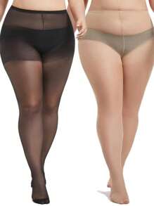 1pc Women Plus Size 0D Ultra-Thin Non-Laddering Pantyhose, Suitable For Spring And Summer - Multicolor - View 1