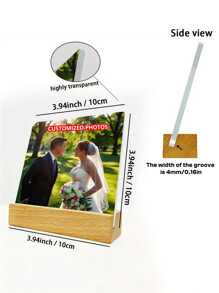 Customization 2pcs Custom Crystal Photo Signage With 1pc 10*10cm/3.94*3.94in Acrylic Plate And 1pc Wooden Base, Suitable For Friends, Family And Wedding Photo Frame, Recommend Anniversaries, Holidays And Souvenir Gifts Multi-Functional Desktop Display