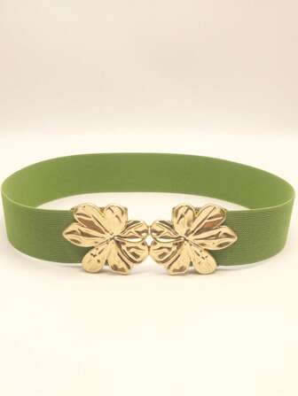 1 件橄榄绿波西米亚风格金属花朵复古女士腰带，适合长袍、秋季节日、长裙、吊带裙、舞会礼服，适合学生、女牛仔、商务休闲女士以及圣诞节/万圣节派对礼物