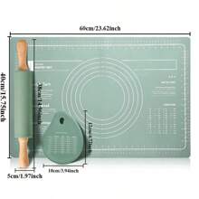 Juego de almohadillas de silicona para medir y amasar, rodillo de masa, almohadilla y gruesa, antideslizante y antiadherente, herramienta de repostería - raspador verde - Ver 7