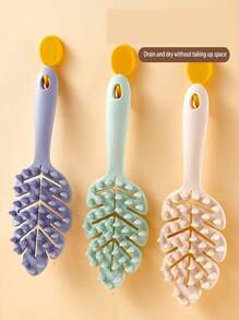 New Leaf Hollow Out Hair Brush, Hair Volumizing, Wet & Dry Use, Scalp Massage, Straight Handle, Portable Design - Multicolor - View 4