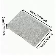 1/2pcs Glass Crystal Rhinestone White Credit Card Holder, Metal Anti-Magnetic Accordion Card Case, Card Slot Name Card Holder, Driver's License Sleeve, Bank Card Storage ID Case, Ceramic Crystals, High-End Multi-Facet Glass Crystals, Artificial Glass Crystals, Suitable For Office, School, Home