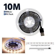 1pc, 1m/2m/3 Meters/5m/10m Portable Touch Control, Button Control, Cool White/Warm White LED Strip Light, USB Powered, LED Light Bar For TV Backlight, Home Room, Living Room Decoration - White - View 28