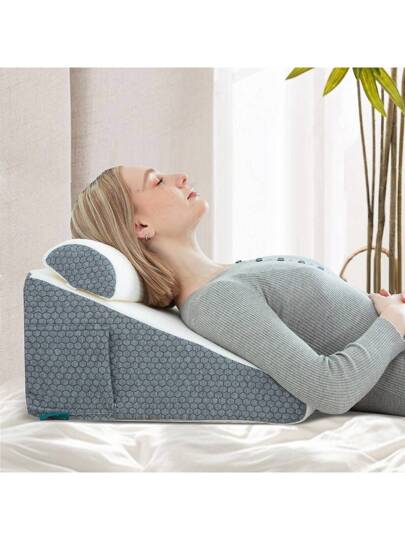 Memory Foam Wedge Kussen Set, Back, Leg Knee Triangle Removable Covers (Link 1pc 15*6*3 Inches) 20*20*10 Inches