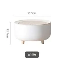 Cylinder Office Trash Can With Quiet Close Lid - Press Top, Plastic, Odor-Proof, Space-Saving, Easy To Clean, For Office, Kitchen, Bathroom, Bedroom - No Electricity Needed