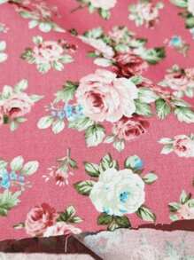 1pc Vintage Floral Patterned Quilt Fabric With Rose Flower Print, Suitable For Quilting, Sewing, DIY Crafts