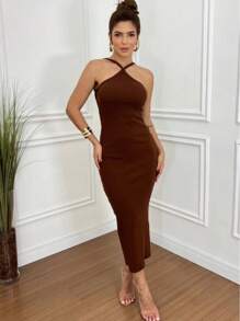 BELA DRESS WITH COTTON RIBANA CUSHION. - Rỉ Nâu - Xem 2