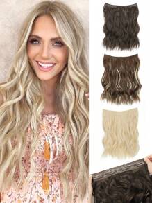 Extensions de cheveux invisibles en fil synthétique ondulé avec un fil transparent de taille ajustable, 4 clips de fixation sécurisés. Rajouts de cheveux pour femmes à usage quotidien.