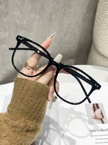 1pc Women's Plastic Frame Rivet Square Oversized Transparent Street Style Glasses Accessory