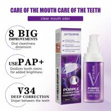 30ml Purple Whitening Toothpaste For Removing Stains And Yellowing Teeth,Eliminating Bad Breath,Personal Care Cleaning Toothpaste,Care For Gums,Travel Portable, Home Whitening, Deep Clean Formula For Fresh Breath