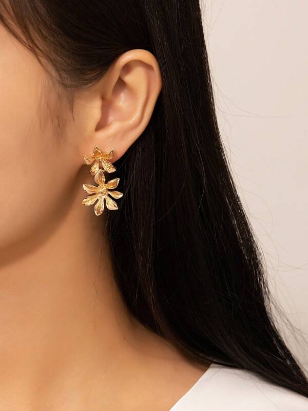 1 Pair Women's Flower Stud Earrings, Multi-Color Elegant Party/Wedding/Vacation/Casual Wear, Suitable For Summer, New Year, Friend & Family Gifts
