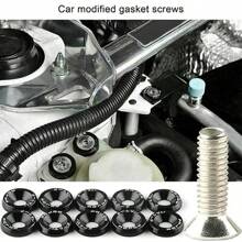 1 Set (20pcs Total) Includes 10pcs M6 Aluminum Alloy Polished Flat Washers And 10pcs Bolts, Bumper & Engine Recessed Screws For Car Styling Plate Installation And Decoration - one-size - View 5