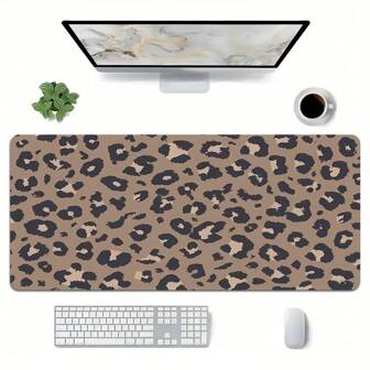 1 件超大棕色豹纹鼠标垫大号游戏鼠标垫多尺寸键盘桌垫橡胶防滑办公鼠标垫办公桌配件键盘桌垫适用于学校办公室礼物