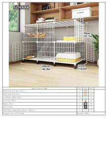 Large Indoor Cat Villa With Pet Hammock, Cat Bathing Cage, Litter Box, Double-Decker Swing & Fence, Anti-Jump Cat Cage