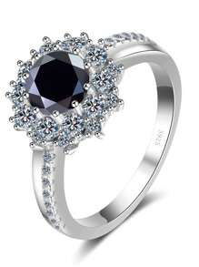 Anillo ajustable de plata de ley 925 con diseño de flor de sol de moissanita real, estilo bohemio y elegante, accesorio de boda, regalo para mujer