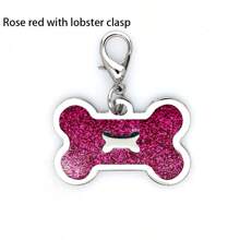 宠物项圈配件，彩色闪光骨头形宠物身份标签