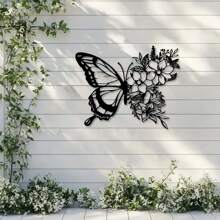 1pc, Butterfly Metal Wall Decor, Boho Butterfly Decor, Wall Art Iron Hanging, Wall Decor, Flower Wall Art For Bedroom Living Room Home, Indoor Outdoor Farmhouse Decor Gifts Birthday Graduation