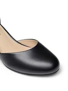 Women's Ankle Strap Chunky Heel Pumps Closed Round Toe Low Block Heels Elegant Simple Wedding Office Party  Dress Shoes - 黑PU - 查看 5