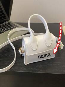1pc Customizable Text, Name Fashion Girl Solid Color Pu Flip Closure Mini Bag Fashion Retro Handbag Versatile Shoulder Crossbody Small Square Bag Suitable For Daily Use, Multi-Functional, Ornamental, Letter, Stylish, Modern, Colorful, Cute, Adorable, Casual, Soft, Custom, Personalized, Unique, Customized, Baby Gifts, Ideal Gifts For Him, Ideal Gifts For Her, Son, Daughter