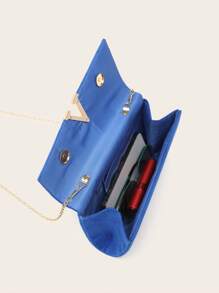 Fashionable Velvet Clutch Bag With V-Shaped Decor, Suitable For Daily Use - Blue - View 10