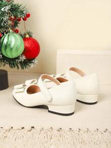 1 Pair Beautiful Bow Decor Girls' Shoes, Suitable For Autumn/Winter - White - View 4