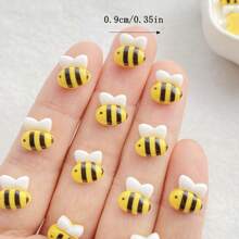 20 piezas de ornamentos de arte de uñas con estatuillas de abeja y tarro de miel de resina vibrante, tipo Kawaii, pintadas a mano, de alta calidad y con parte trasera plana, para manualidades de uñas DIY, decoración de álbumes de recortes y accesorios para joyería