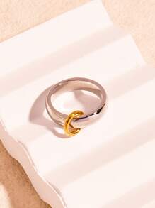 Colorblock Stainless Steel Ring, Exaggerated Titanium Steel Finger Accessories, Niche High-End Feel For Cross-Border - Color Matching - View 1