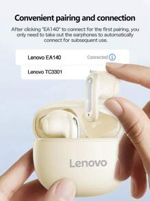 Lenovo 联想EA140-真无线耳机，半入耳式佩戴舒适，立体声高清音质，2.9g轻量化设计，持久续航，ENC通话降噪，兼容电脑笔记本，全天畅享音乐 - 彩色 - 查看 9