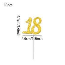 10 件金色闪光数字水果签，适用于生日、节日派对蛋糕装饰（30/40/50/60）、圣诞节