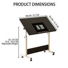 Adjustable Height Standing Desk, Foldable Standing Desk Mobile Stand Up Desk With Wheels Small Rolling Laptop Stand Portable Computer Workstations For Small Spaces And Home Offices - 黑色 - 查看 3