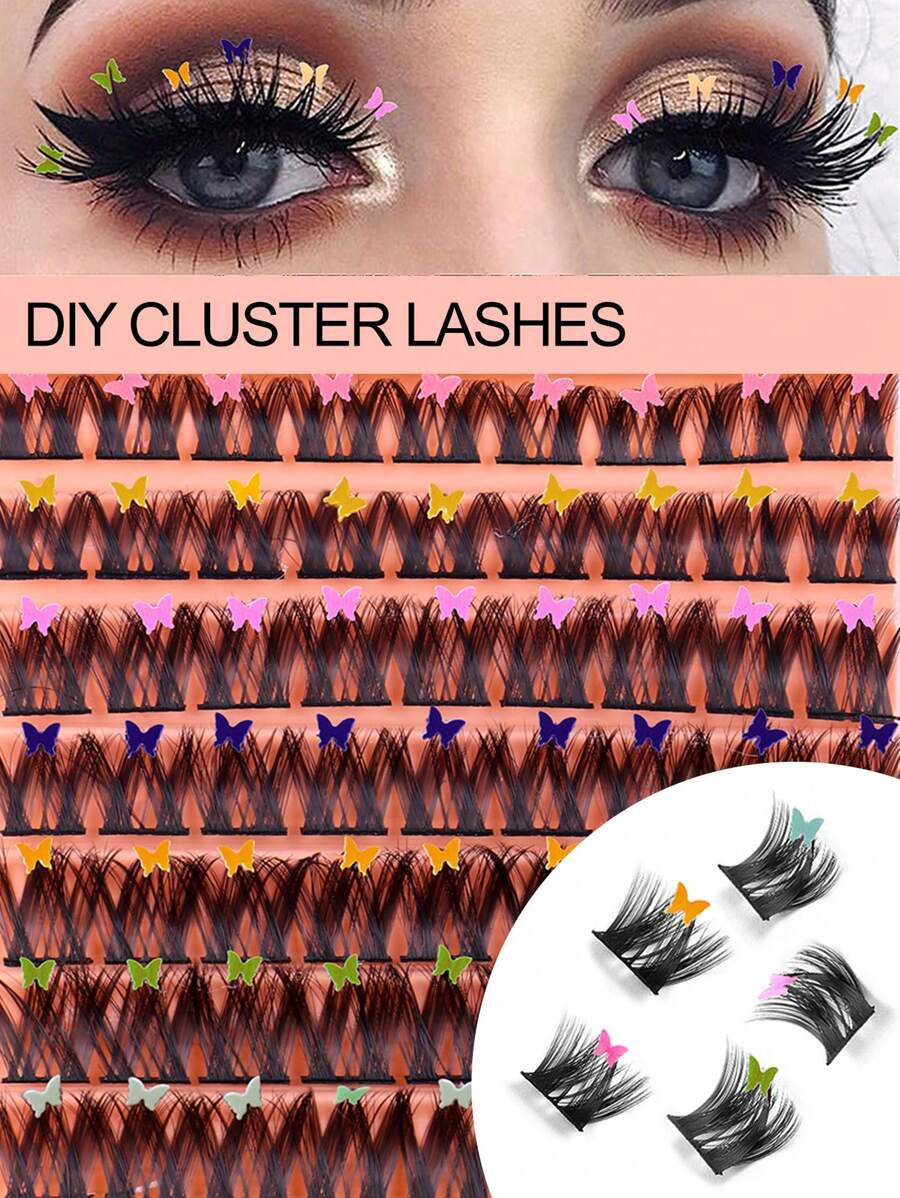 63pcs/Set Butterfly-Shaped Mink Lashes With High Capacity, Segmented False Eyelashes Decoration, Popular Item