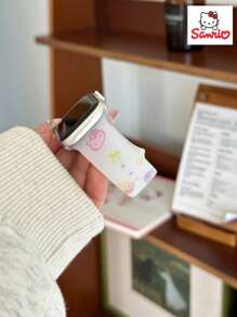 Sanrio 1pc Sanrio Minimalist Fashion Sports Transparent Silicone Hello Kitty Apple Watch Band, Silicone, Waterproof, Adjustable, Suitable For Apple Watch 38/40/41/S10 42/42/44/45/49/S10 46mm, Ultra/SE/10/9/8/7/6/5/4/3/2/1