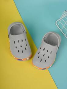 1 Pair Baby Boys' Cute Dinosaur Cartoon Beach Sandals, Comfortable Casual Lightweight Slip-On Breathable Slippers, Spring/Summer - Grey - View 2