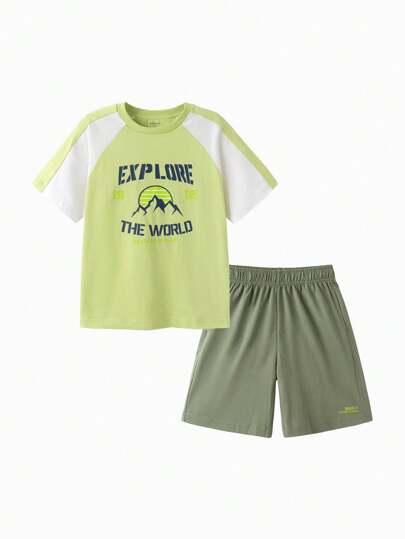 Balabala Tween Boys' Quick-Dry Two Pieces Set, Lightweight & Breathable