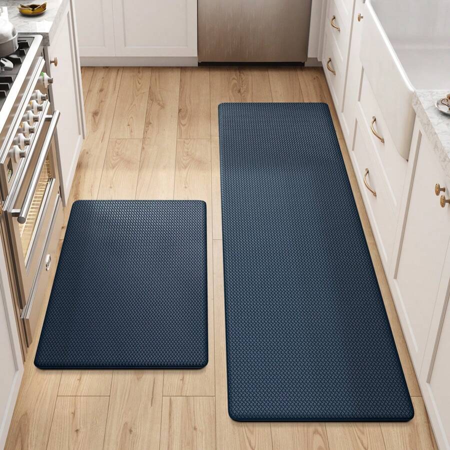 Kitchen Floor Mats Set Of 2 Cushioned Anti-Fatigue, Waterproof Memory Foam Runner Rug Non-Slip For Sink Front, Laundry, Standing Desk - Màu xanh lam - Xem 1