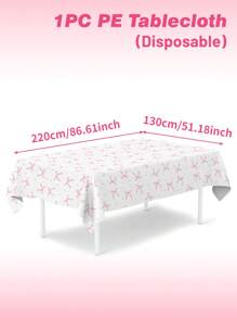 1 件 130 * 220 厘米粉色蝴蝶结 PE 桌布，粉色蝴蝶结主题一次性防水桌旗，生日节日派对聚会家居活动装饰桌旗的完美装饰，餐桌柜酒吧礼品桌装饰桌布，房间装饰家居装饰桌裙，户外露营野餐桌布，易于清洁的餐桌套装，派对礼物 - 粉紅色蝴蝶結 - 查看 5