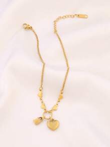 1 件装不锈钢锁月心形吊坠链脚链女式时尚星星链脚踝手链沙滩珠宝 - 腳鍊 - 查看 7