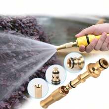 10X High Pressure Brass Garden Hose Nozzle For Water Spray Gun Pipe Car Cleaning Hose 8*2.1cm - Gold - View 4