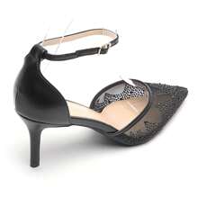 Fashionable & Elegant Rhinestone Decorated Pointed Toe High Heels - Black - View 4