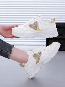 女士透气舒适轻便防滑缓冲休闲运动跑步运动鞋 - 金色 - 查看 3