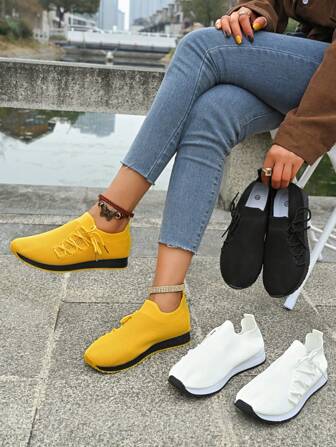 Bestselling Women Sports Shoes, Lightweight Soft Bottom Breathable Mesh Casual Running Shoes, Fashion Versatile Anti-Slip Long-Standing Comfortable Footwear