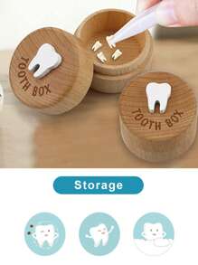 1 pieza Caja de dientes de madera linda para bebé, caja para guardar los dientes del bebé niña, caja de dientes redonda de madera maciza para bebé niño, caja de joyería, caja de almacenamiento, recuerdo para bebé, caja para recolección de cabello fetal y cordón umbilical, un regalo memorable que los padres pueden dar a sus bebés para una hermosa infancia