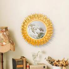 1pc Fashion Luxury Wall Decor Mirror, Classic Round Shape Mirror Wall Decor, Sunflower Design Home Wall Decor, 25cm (10 Inch), Suitable For Living Room, Dining Room, TV Background Wall Decor Best Gifts Birthday Graduation