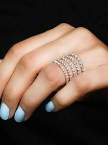 1 PC 1-2 MM Corte Redondo Aliança de Casamento Meia Aliança de Eternidade Meio Círculo de Diamante Aliança Empilhável Aliança de Casamento de Pino Único