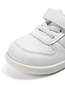 1 Pair Kids White Hook And Loop Flat Fashion Casual Comfortable Athletic Sneakers For Daily & Outdoor Activities - White - View 5