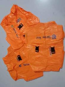 1pc Inflatable Swimming Vest, Thickened PVC Buoyancy Life Jacket For Beginner Swimmers (Random ABC Pattern & Color)