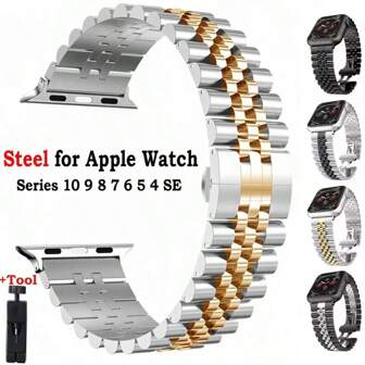 Correa de acero inoxidable compatible con Apple Watch Ultra 2 Banda 49mm 40mm 44mm 42mm 38 Brazalete de metal para Watch Series 8 7 6 SE 5 4 3 45mm 41mm Correa de reloj
