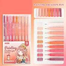 1 Box 9PCS Quick-Drying Gel Ink Pens, Medium Tip (0.5mm), 9 Colors, Plastic Material, Ideal For Drawing And Journaling