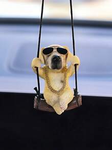 Cute Swing Labrador Retriever Pet Dog Car Rearview Mirror Hanging Decoration, Auto Interior Accessories - A - View 3