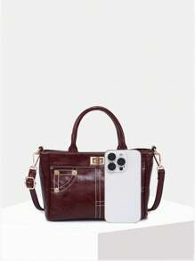 1 pieza Bolso de motocicleta envejecido con remaches y hebillas, estilo vintage años 2000 punk biker para mujer, con múltiples bolsillos, asas superior y cruzado, adecuado para cualquier temporada, para cena, cita, fiesta, escuela, viaje, compras, estilo Y2K, steampunk, gótico, estrafalario